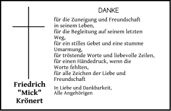 Traueranzeige von Friedrich Krönert von Pegnitz-Zeitung